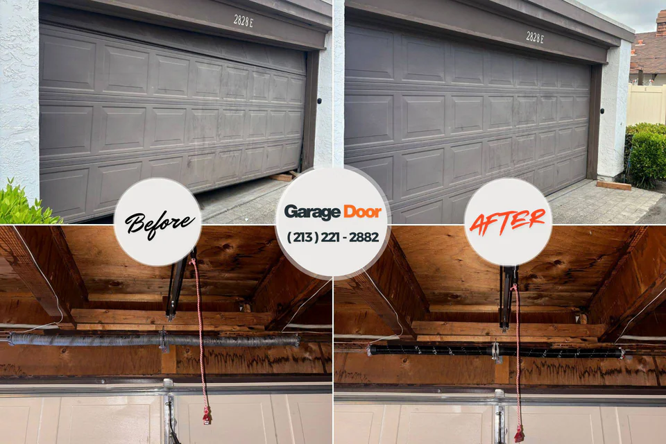 Before and after: garage door spring repair Palm Beach Shores, FL